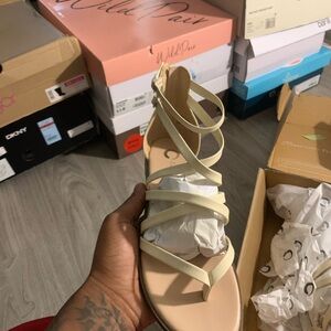 Wild Pair Cream Strappy Sandals